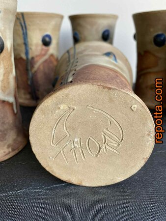 ondertekend studio pottery 6 handgedraaide bekers