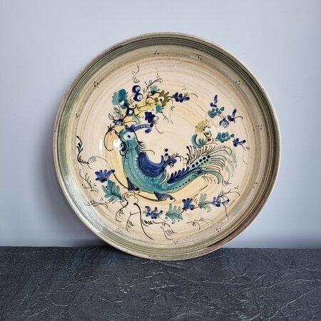 volkskunst exotische vogel handgeschilderd vintage bord