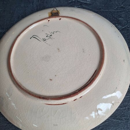 volkskunst exotische vogel handgeschilderd vintage bord