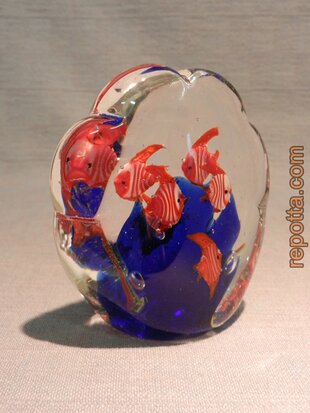 mini aquarium blue fish paperweight SOLD