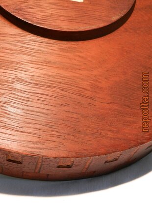 erzgebirge round teak serving dish SOLD