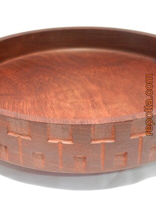 erzgebirge round teak serving dish SOLD