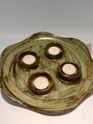 ceramic advent candleholder green SOLD