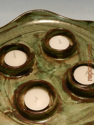 ceramic advent candleholder green SOLD