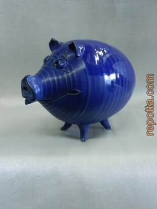 blue vintage piggy bank SOLD