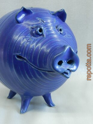 blue vintage piggy bank SOLD