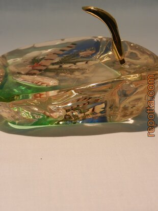 vintage lucite pen holder with marine life