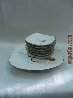 snack set peanut dish 1950s sealife decor