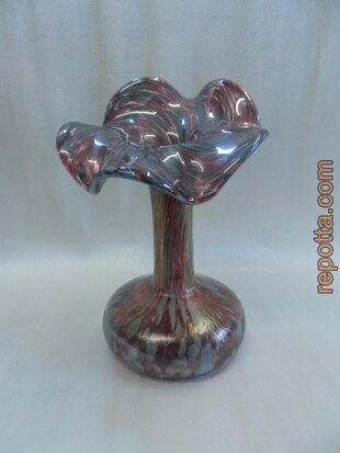 vintage glassvase mixed blue aubergine and red