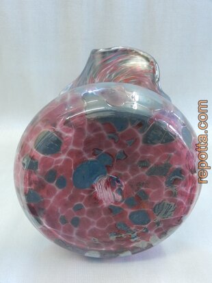 vintage glassvase mixed blue aubergine and red