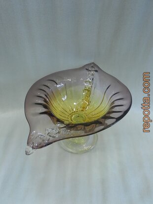 elegant art glass bowl on pedestal