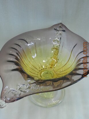 elegant art glass bowl on pedestal