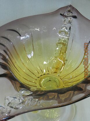 elegant art glass bowl on pedestal