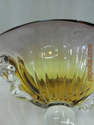 elegant art glass bowl on pedestal