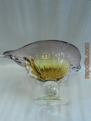 elegant art glass bowl on pedestal
