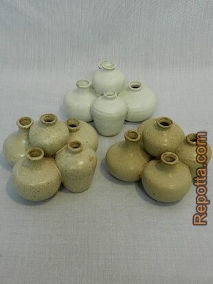 5 dicus shaped vases together SOLD