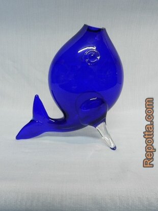 fish blue glass SOLD