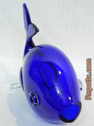 fish blue glass SOLD