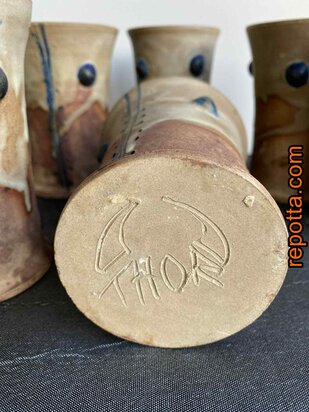 ondertekend studio pottery 6 handgedraaide bekers