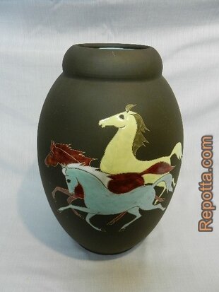 kiechle vase horses at a gallop SOLD