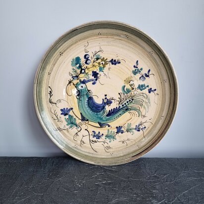 volkskunst exotische vogel handgeschilderd vintage bord