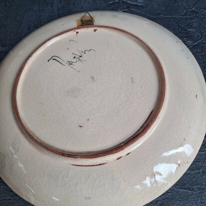 volkskunst exotische vogel handgeschilderd vintage bord