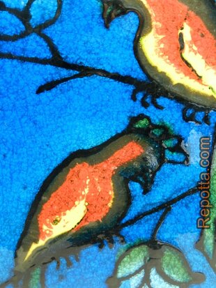 colorful plaque with parrots decor SOLD