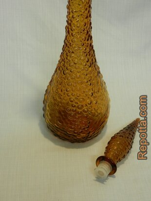 genie bottle amber hobnail styled glass SOLD