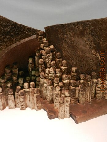 sculpture large group of mountain climbers SOLD