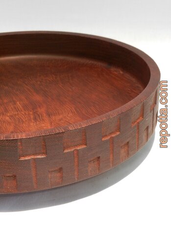 erzgebirge round teak serving dish SOLD