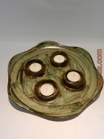 ceramic advent candleholder green SOLD