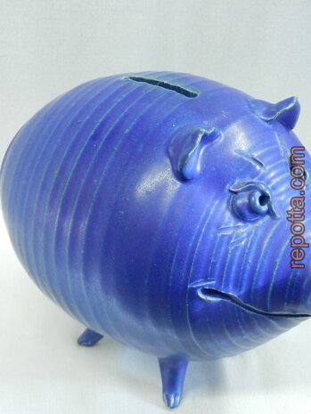 blue vintage piggy bank SOLD