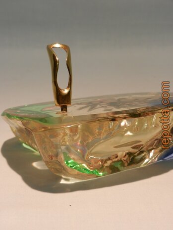 vintage lucite pen holder with marine life