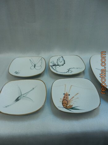 snack set peanut dish 1950s sealife decor