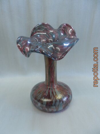 vintage glassvase mixed blue aubergine and red