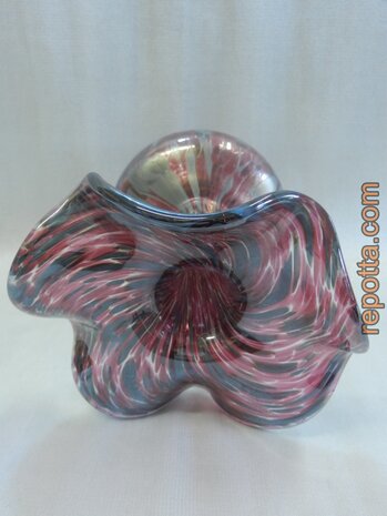 vintage glassvase mixed blue aubergine and red