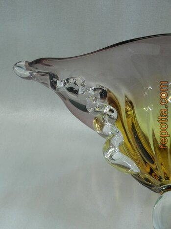 elegant art glass bowl on pedestal
