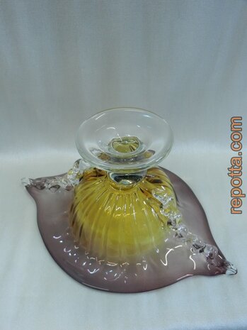 elegant art glass bowl on pedestal