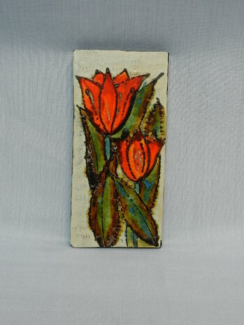 ruscha wall plaque with tulips SOLD
