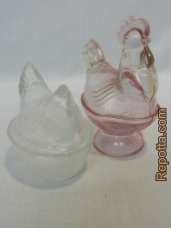 glass SET hen with lid