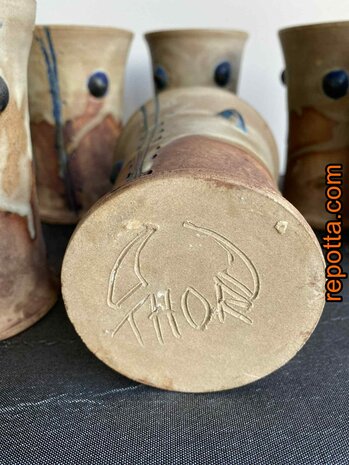 ondertekend studio pottery 6 handgedraaide bekers