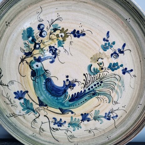 volkskunst exotische vogel handgeschilderd vintage bord