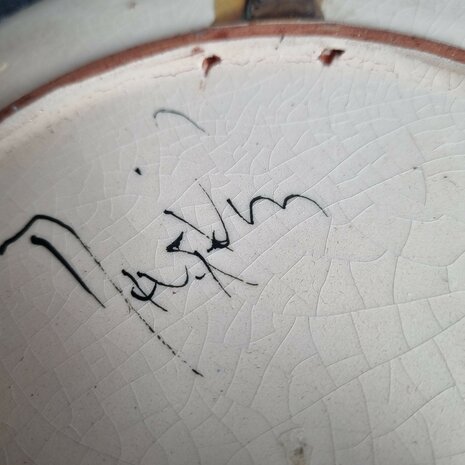 volkskunst exotische vogel handgeschilderd vintage bord