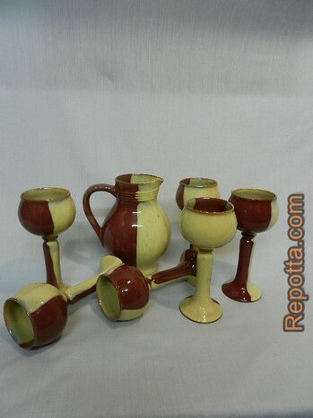 jug with 6 goblet SOLD