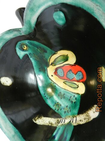 heart shaped bowl with parrot SOLD