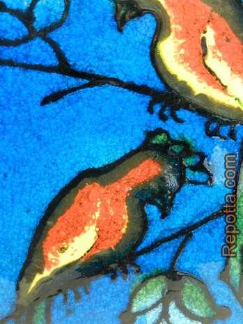 colorful plaque with parrots decor SOLD