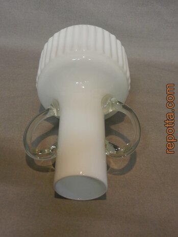 pure white glass vase with handles